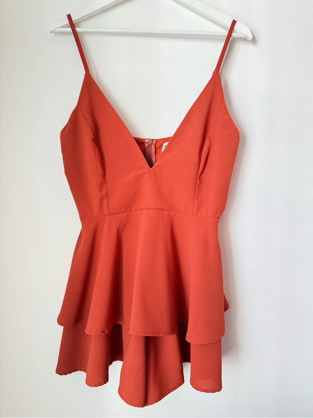 Princess Polly Flores Ruffled Romper Dress Clay Orange 8